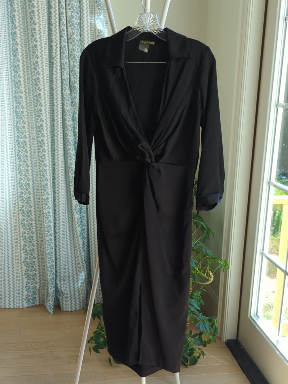 Taylor Black Twist-Front Midi Dress